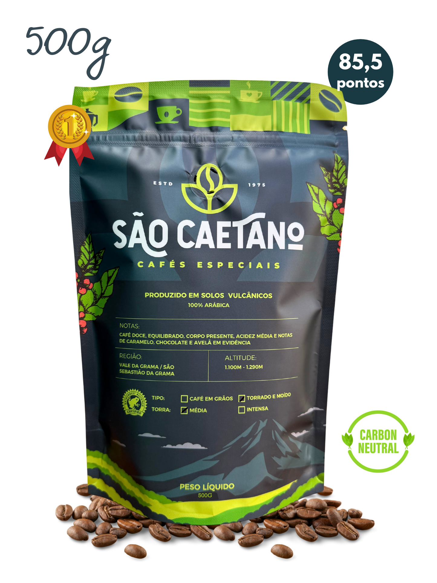 Café São Caetano Bourbon Amarelo 500g em Grãos